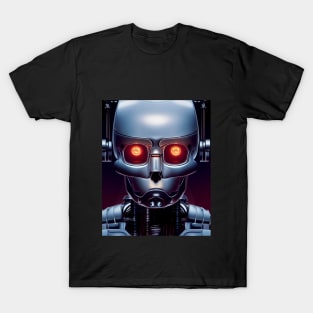 Robot face with sparkling eyes. T-Shirt